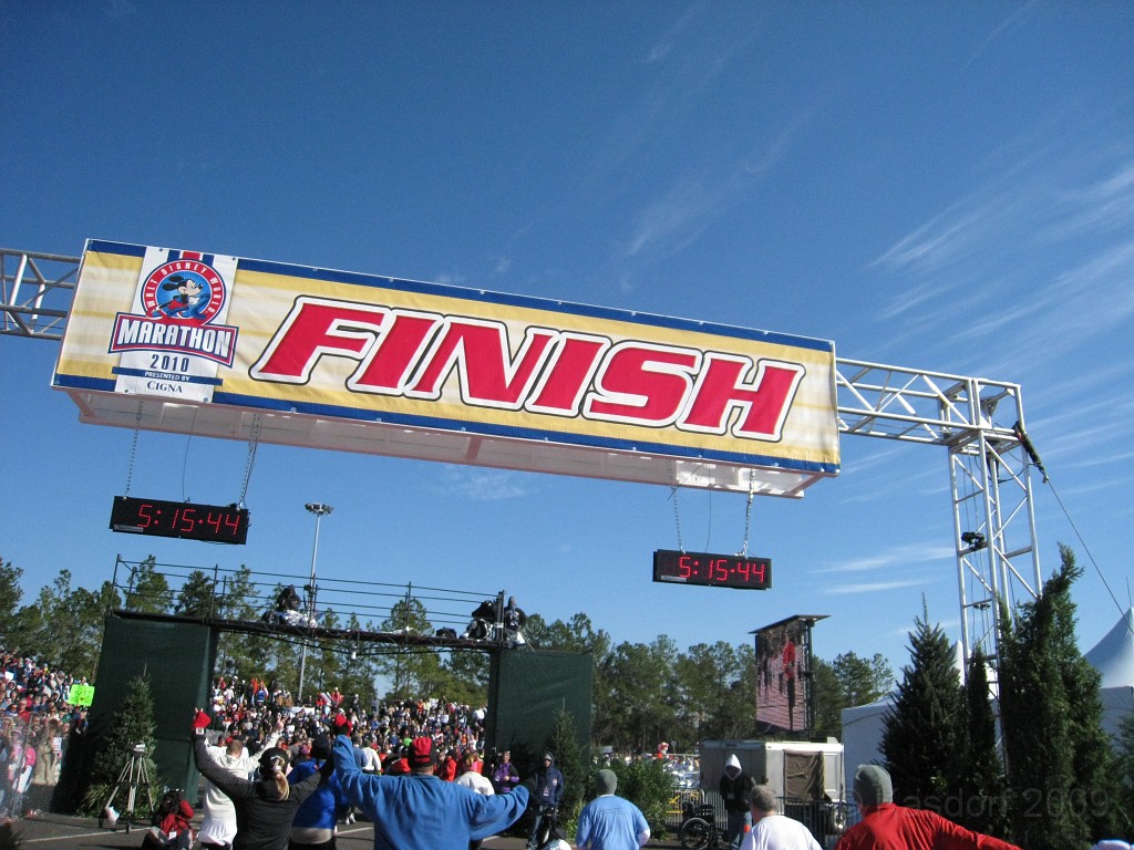 Disney 2010 D2 0408.jpg - January 9-11, 2010 Disney World Florida. Went to run the marathon. Sunday 5:40 AM start the race! Finish, go take a hot shower! Paul drove us over to Kennedy Space Center. Then buffet at Animal Kingdom for dinner!